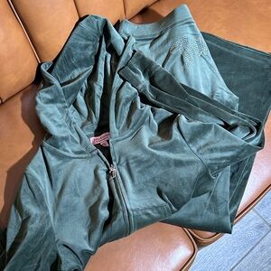 Juicy Couture Dark Green Velour Tracksuit Set NWT Hands On Deck